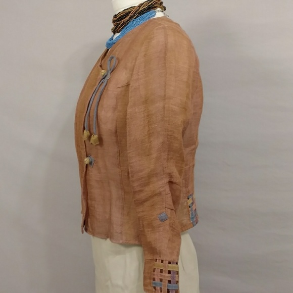 Artisan Made Tops - Artsy Hemp Linen Lightweight Jacket / Top High Quality & Unusual Sheer n Natural